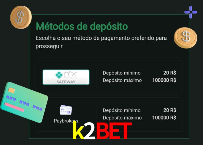 O cassino k2bet oferece uma grande variedade de métodos de pagamento